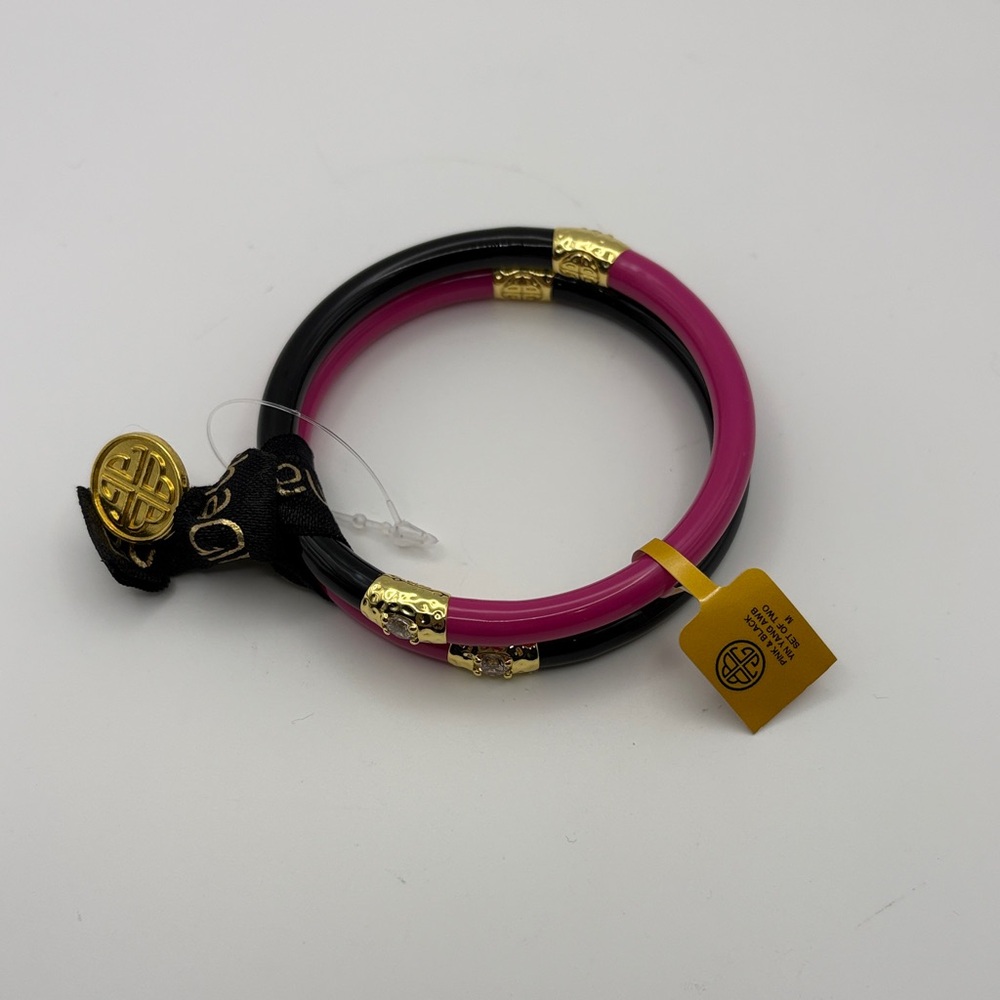 BuDhaGirl Pink and Black Bangle Set